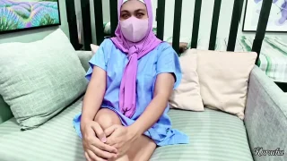 Hijab Girl patient feeling bored and alone at luxury Hospital kuala lumpur malaysia