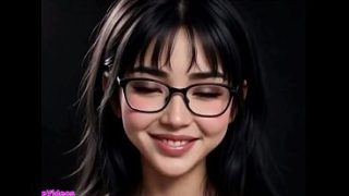 Gadis Tiongkok cantik menjulurkan lidah menggoda, animasi AI yang sensual
