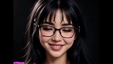 Gadis Tiongkok cantik menjulurkan lidah menggoda, animasi AI yang sensual
