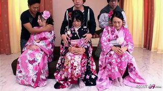 Langka nih! Pesta seks Jepang bareng tiga cewek JAV imut berbulu lebat.