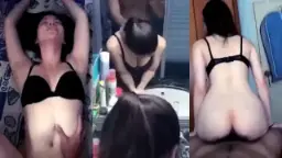 Padahal baru mau dandan, eh langsung digojlok dari belakang sama pacar